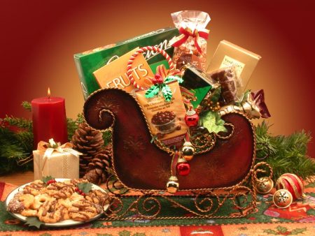 Season s Greetings Holiday Sleigh Gift Basket - Medium on Sale