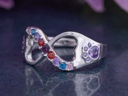 Rainbow Bridge Infinity Paw Print Sterling Ring Online now