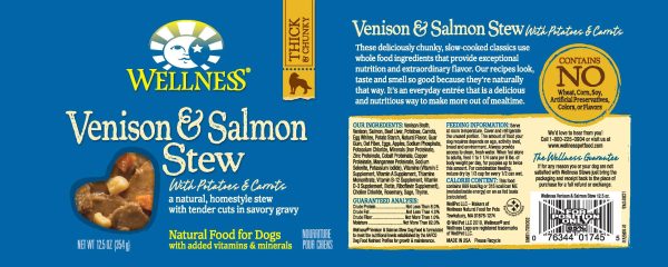 Wellness Grain Free Natural Venison & Salmon Stew with Potato and Carrots Wet Canned Dog Food Hot on Sale