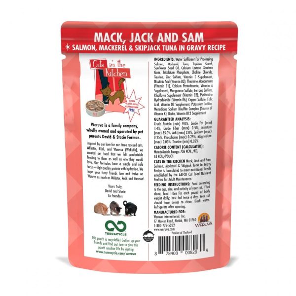 Weruva Cats In the Kitchen Mack Jack and Sam Cat Pouches Wet Cat Food Supply