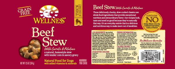 Wellness Grain Free Natural Beef Stew with Carrots & Potato Wet Canned Dog Food Discount