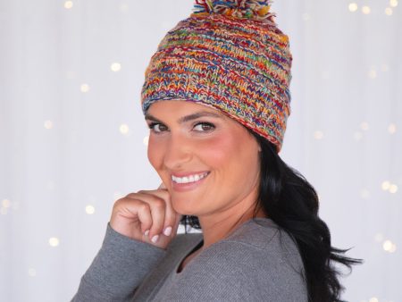 Space-Dye Hand Knit Wool Hat Discount