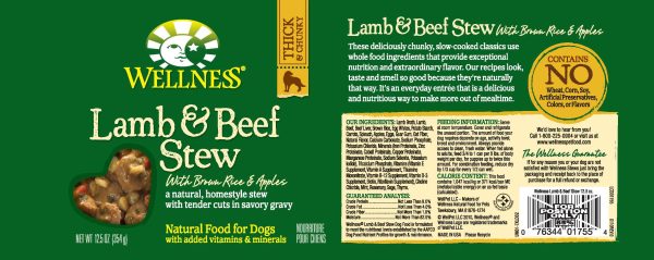 Wellness Natural Lamb and Beef Stew with Brown Rice and Apples Wet Canned Dog Food Hot on Sale