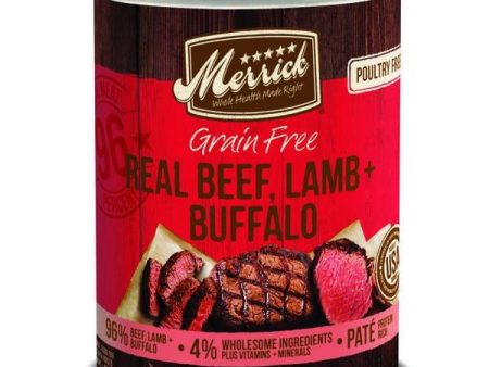 Merrick Grain Free 96% Real Beef Lamb and Buffalo Canned Dog Food Hot on Sale