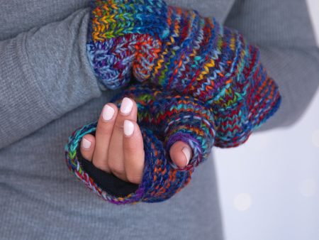 Space-Dye Hand Knit Wool Hand Warmers Hot on Sale