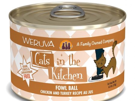 Weruva Cats in the Kitchen Fowl Ball Chicken and Turkey Recipe Au Jus Canned Cat Food For Discount