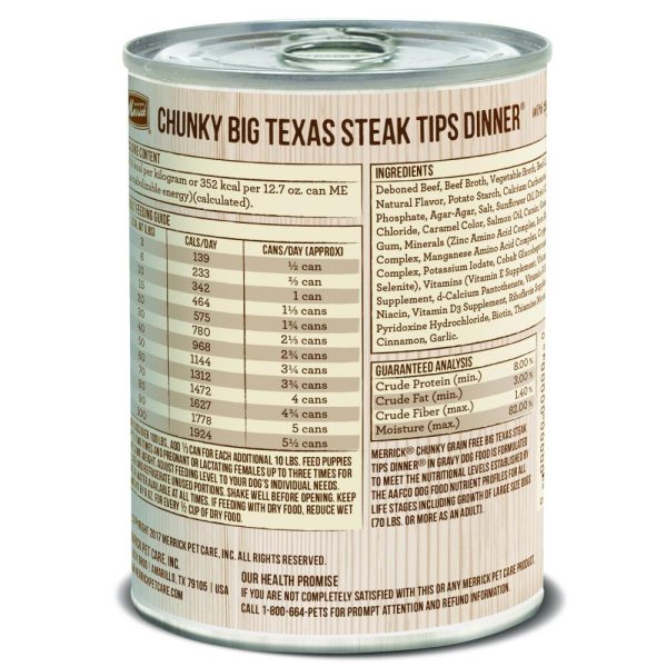 Merrick Grain Free Big Texas Steak Tips Dinner Canned Dog Food Online now