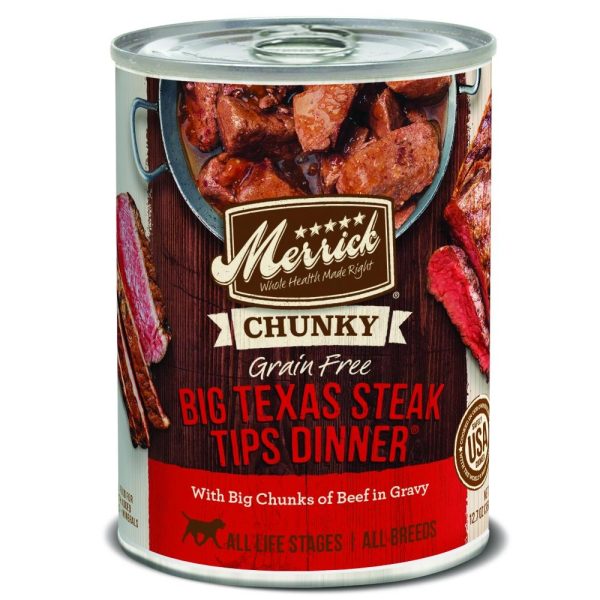 Merrick Grain Free Big Texas Steak Tips Dinner Canned Dog Food Online now