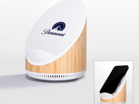 Bamboo 15W Qi Charging Wireless Speaker and Phone Stand For Sale