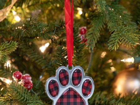 Gingham Paw Print Ornament on Sale