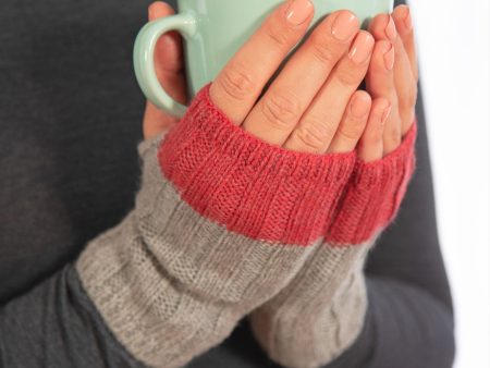 Braided Two-Toned Baby Alpaca Fingerless Mittens Cheap