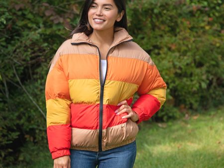 Morning Sun Color Block Puffer Jacket Sale