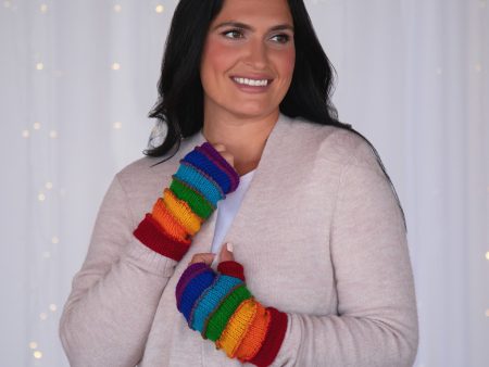 Hand Knit Rainbow Hand Warmers For Cheap