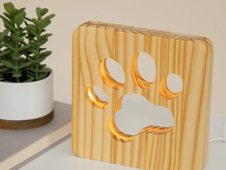 Pine Wood Paw Print Table Lamp Online Sale