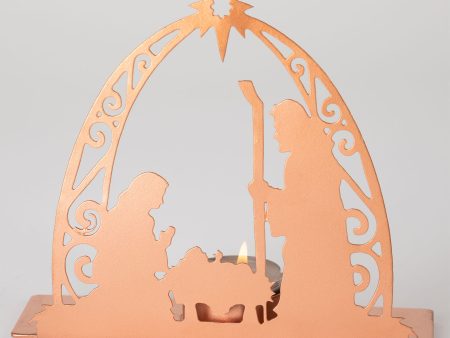 Rose Gold Nativity Tea Light Candle Holder Hot on Sale