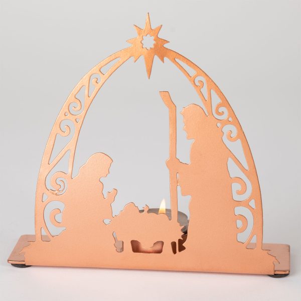 Rose Gold Nativity Tea Light Candle Holder Hot on Sale