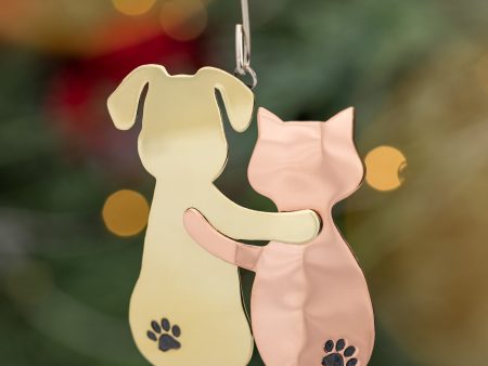 Best Friends with Paws Mixed Metal Ornament For Sale