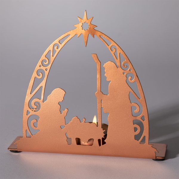 Rose Gold Nativity Tea Light Candle Holder Hot on Sale