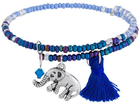 Fair Trade Beaded Blue Elephant Adjustable Bracelet! Online Sale