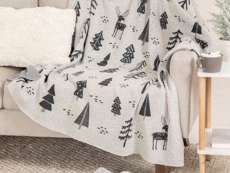 Deer Forest Cotton Knit Throw Blanket For Cheap